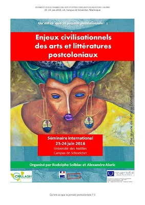Affiche du séminaire « Enjeux civilisationnels des arts et littératures postcoloniaux » du 23 au 24 juin 2016