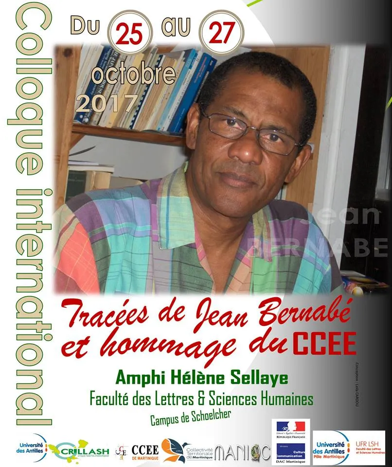 Affiche Tracées de Jean Bernabé et hommage du CCEE, du 25 au 27 octobre 2017