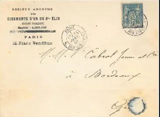 Enveloppe portant la mention Société anonyme des gisements d'or de St-Elie