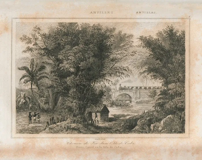 Dessin représentant un chemin de fer à Cuba