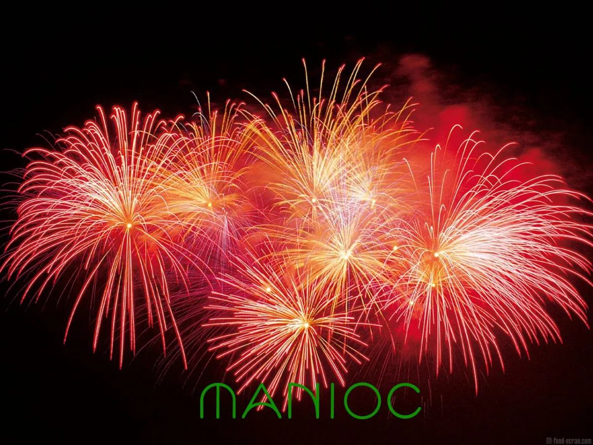 Illustration avec des feux d'artifices et la mention Manioc