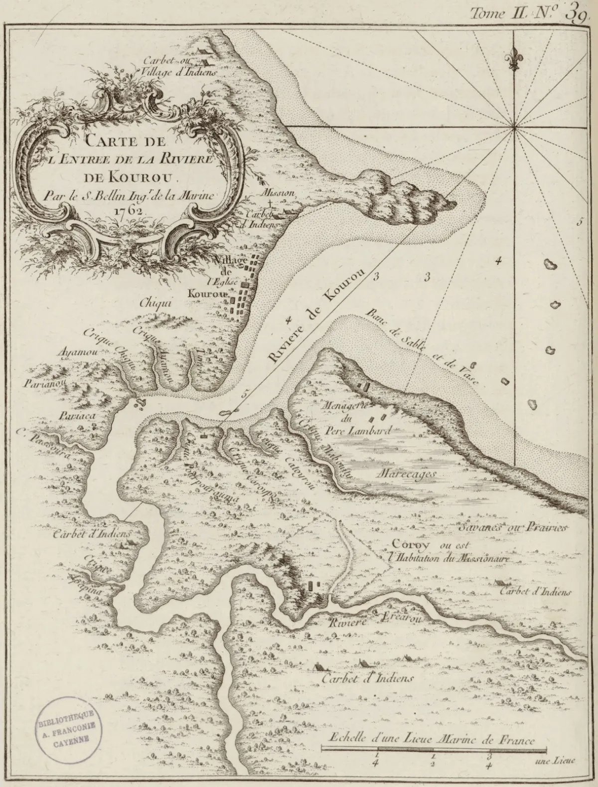 Carte de la rivière de Courou par Bellin