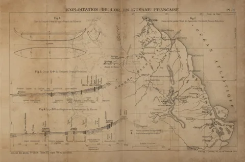 Carte exploitation de l'or en Guyane