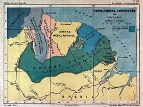 Carte de la Guyane : Le contesté franco-brésilien