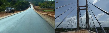 Figure n° 8 : Route Macapá-Cayenne et pont sur l’Oyapock récemment ter- miné en 2011.