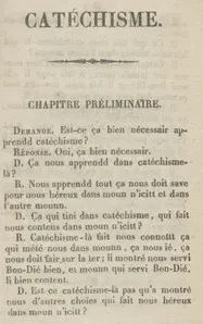 Premier chapitre d'un ouvrage de catéchisme en créole