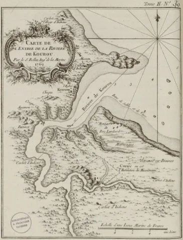 Carte de la Rivière de Kourou datant de 1762