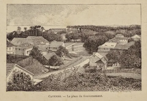 Image représentant la place du gouvernement à Cayenne